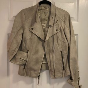 GUESS • Faux Leather Tan Moto Jacket • XS